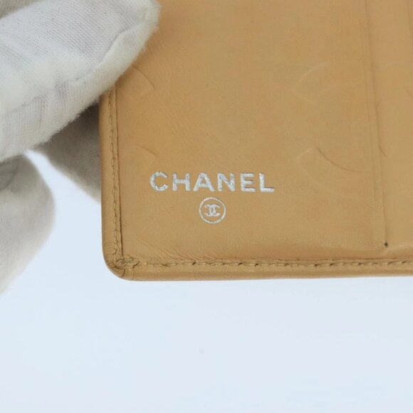 CHANEL Cambon Line Wallet Leather Beige Black CC Auth 104762 - Picture 13 of 16